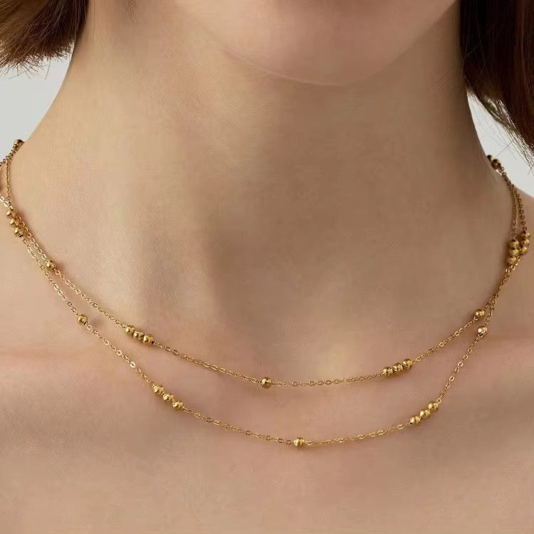 Double layered beaded necklace