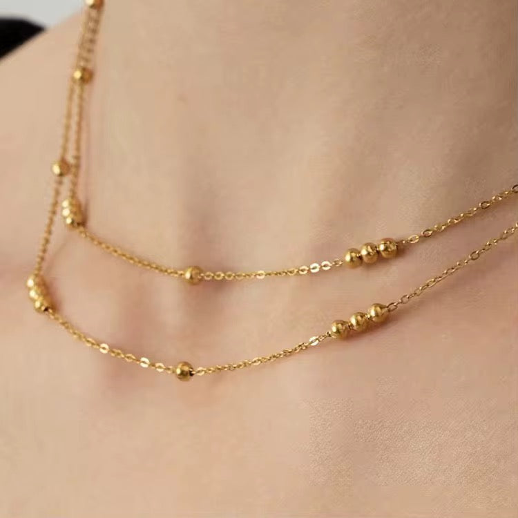 Double layered beaded necklace