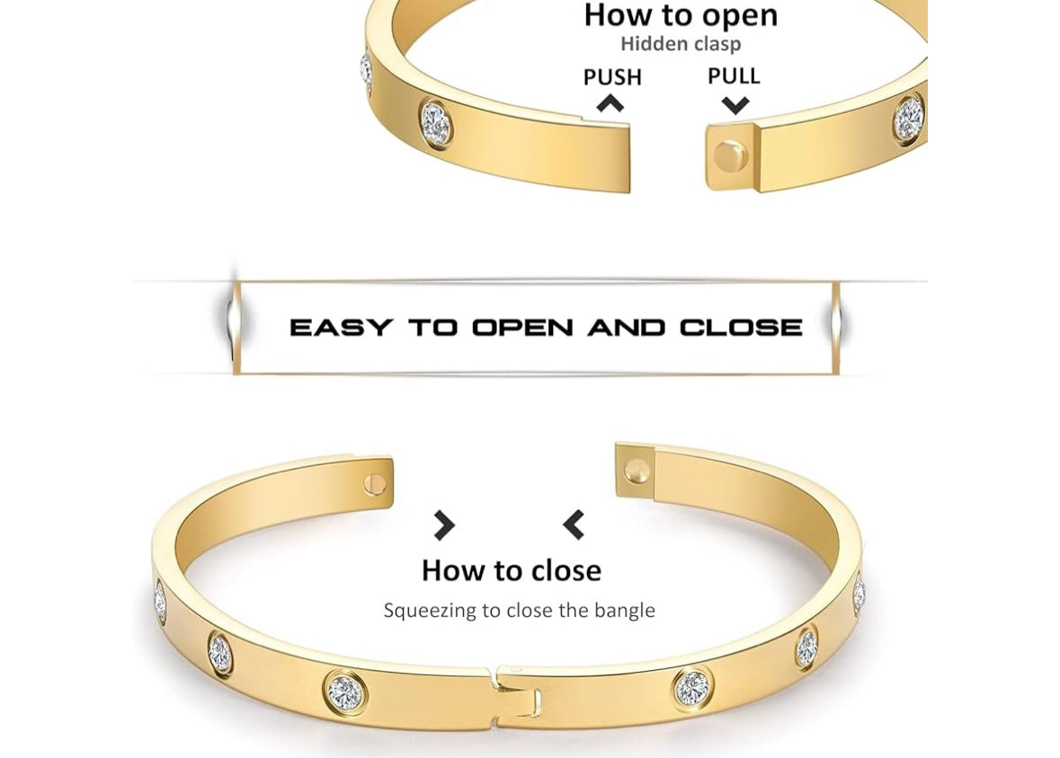 Gold Gem stone Love Bangle
