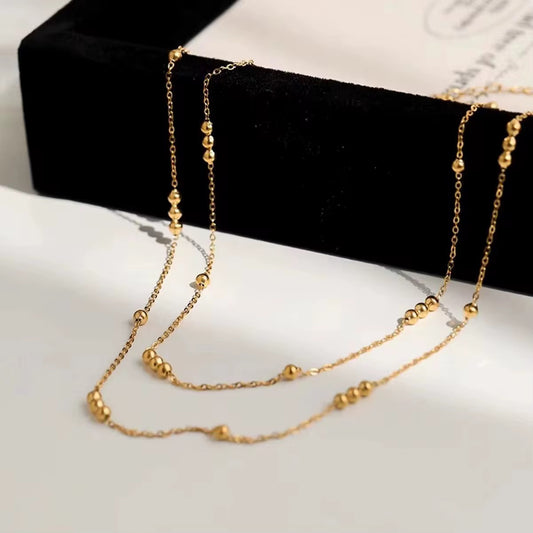 Double layered beaded necklace