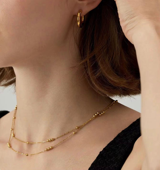 Double layered beaded necklace