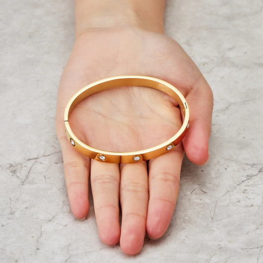 Gold Gem stone Love Bangle