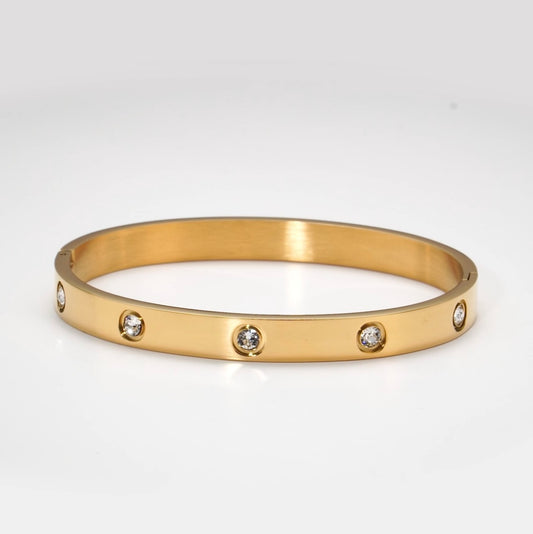 Gold Gem stone Love Bangle