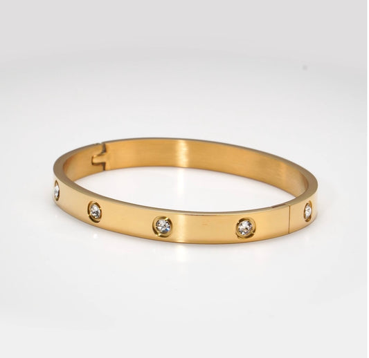 Gold Gem stone Love Bangle